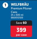 Welfbrau Premium Pilsner Cans-24 x 500ml Per Case