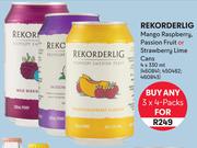 Rekorderlig Mango Raspberry, Passion Fruit Or Strawberry Lime Cans-3 x 4 x 330ml