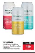 Belgravia Gin & Tonic, Gin & Dry Lemon Or Dark Cherry Cans-24 x 440ml Per Case