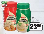 Spar Mayonnaise Original Or Tangy-750g Each