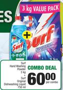 Surf Hand Washing Powder 3Kg + Surf Original Dishwashing Liquid 750ml-Per Combo