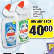 Duck Action Gel Toilet Cleaner (Selected)-For Any 2 x 500ml