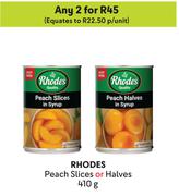 Rhodes Peach Slices Or Halves-For 2 x 410g