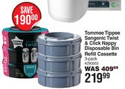 Tommee Tippee Sangenic Twist & Click Nappy Disposable Bin Refill Cassette 3 Pack