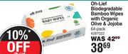 Oh-Lief Biodegradable Bamboo Wipes With Organic Olive & jojoba 64 Pack
