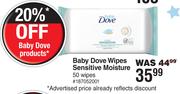 Baby Dove Wipes Sensitive Moisture 50 Wipes