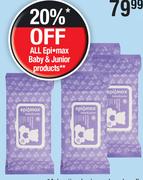 Epi-Max Baby & Junior Wipes PH Balanced Unscented 3 x 80 Wipes