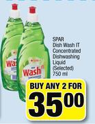 Spar Dish Wash IT Concentrated Dishwashing Liquid (Selected)-2 x 750ml