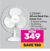 Logik 40cm Desk Fan FD40-TX1