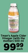 Tman's Apple Cider Vinegar (With The Mother)-500ml Each