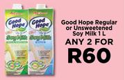 Good Hope Regular Or Unsweeted Soy Milk-For 2 x 1L