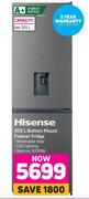 Hisense 305L Bottom Mount Freezer Fridge 