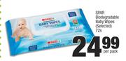 Spar Biodergradable Baby Wipes (Selected)-72's Per Pack