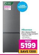 Hisense 264L Bottom Mount Freezer Fridge H370BIT
