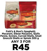 Fatti's & Moni's Spaghetti Macaroni , Elbow Macaroni-For Any 3 x 500g