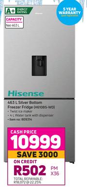 hisense 463l bottom freezer fridge silver h610bs wd