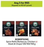 Robertsons Spice Refill (Barbeque,Chicken Or Steak & Chops)-For Any 3 x 128g/160g/168g