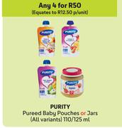 Purity Pureed Baby Pouches Or Jars (All Variants)-For Any 4 x 110ml/125ml