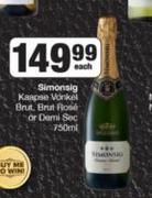 Simonsig Kaapse Vonkel Brut, Brut Rose Or Demi Sec-750ml