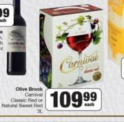 Olive Brook Carnival Classic Red Or Natural Sweet Red-3L Each