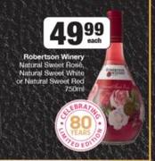 Robertson Winery Natural Sweet Rose, Natural Sweet White Or Natural Sweet Red-750ml Each