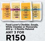 Food Lover's Cheddar, Gouda, White Cheddar Or Mozzarella-For 3 x 400g