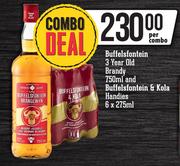 Buffelsfontein 3 Year Old Brandy 750ml & Buffelsfontrin & Kola Handies-6 x 275ml Per Combo