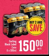 Carling Black Label Cans-For 2 x 6 x 500ml 
