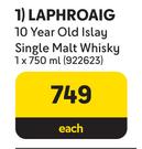 Laphroaig 10 Year Old Islay Single Malt Whiskey-750ml