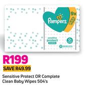 Pampers Sensitive Protect Or Complete Clean Baby Wipes 504's