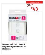 Lexman Switch 2 Lever 1 Way Infinity White 100 x 50 81488366