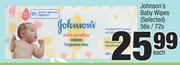 Johnson's Baby Wipes (Selected)-56's/ 72's Pack Each