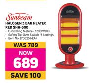 Sunbeam Halogen 3 Bar Heater Red SHH-500