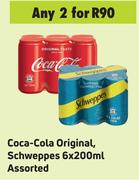Coca Cola Original, Schweppes Assorted-For 2 x 6 x 200ml