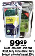 Health Connection Cacao Maca Boost,Nutty Protein Blend,Berry Beetroot Or Golden Turmeric-200g Each