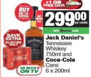 Jack Daniel's Tennessee Whisky 750ml & Coca Cola Cans 6 x 200ml-For Both