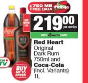 Red Heart Original Dark Rum 750ml & Coca Cola 1L-For Both