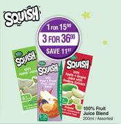 Squish 100% Fruit Juice Blend Assorted-200ml