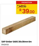 Sap Timber SABS 38 x 38mm 6m