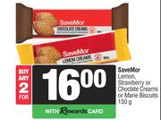 SaveMor Lemon,Strawberry Or Chocolate Creams Or Marie Biscuits-For 2 x 150g