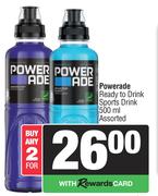 Powerade Ready To Drink Sports Drink Assorted-For 2 x 500ml