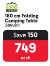 Camp Master Folding 180cm Camping Table-Each