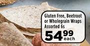 Gluten Free, Beetroot Or Wholegrain Wraps Assorted-6's Pack Each