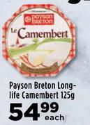 Payson Breton Long Life Camembert-125g Each