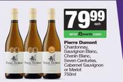Pierre Dumont Chardonnay,Sauv Blanc,Chenin,Seven Centuries,Cab Sauv Or Merlot-750ml Each