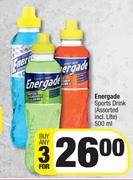 Energade Sports Drink (Assorted Incl.Lite)-For 3 x 500ml