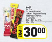 Nestle Bar One,Tex,Aero,Kitkat 4 Finger Or Chunky,Smarties Or Milky Bar-For 3x40g/41.5g/42g/50g/55g