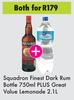 Squadron Finest Dark Rum Bottle 750ml Plus Great Value Lemonade 2.1Ltr-For Both