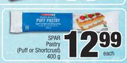 Spar Pastry (Puff Or Shortcrust)-400g Each