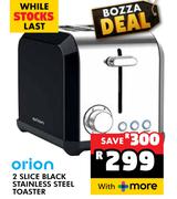 Orion 2 Slice Black Stainless Steel Toaster